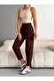 Women's Brown High Waist Double Button Lycra Carrot Pants Elt3326 - 2