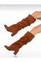 Pusi Taba Suede Bellows-Heeled over the Knee Boots - 8