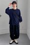 Women's Oversized Crew Neck Long Sleeve 100% Cotton Single Jersey T-Shirt with Side Slits - 3