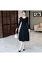 Women's Black A-line Midi Dress - 6