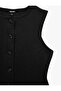 Buttoned, Stitched, Detailed, Pocketed, Boat Neck, Sleeveless, Long Knitwear Vest - 7