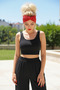 Red Black Polka Dot Patterned Cross-Tied Lycra Tulle Hair Band - 8