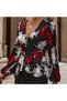 Women's Black Floral Wrap Blouse - 5