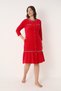 Women's Buttoned Cotton Blend Velvet Dress / Fuchsia 3977 - 3