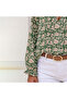 Women's Green Floral Long Sleeve Blouse - 3
