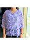 Women's Purple Floral V-Neck Short Sleeve Blouse - 4