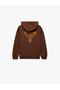 Long Sleeve Three Thread Hooded Printed Sweatshirt with Kangaroo Pocket Detail - 2
