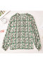 Women's Green Floral Long Sleeve Blouse - 4