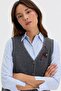 Women's V-Neck Knitted Rose Embroidered Wool Short Vest Smoked - 2