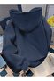 Navy Blue Spring Printed Oversize Sweatshirt - 3