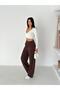 Women's Brown High Waist Crepe Palazzo Trousers Elt10016 - 6