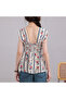 Women's Multicolor Striped Peplum Blouse - 6