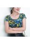 Women's Green Floral Round Neck Short Sleeve T-Shirt - 4