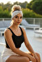 White and Black Patterned Cross-Tied Lycra Hair Band - 8