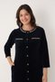 Women's Cotton Buttoned Velvet Dress / Navy Blue 3977 - 6