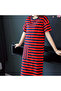 Women's Striped Round neck Short sleeve Mini Dress - 3