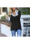 Women's Black Striped High Neck Long Sleeve T-Shirt - 3