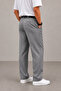 Men's Gray Premium Wide Leg Elastic Waist Fabric Trousers - 5