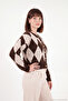 Baklava Patterned Crew Neck Button Detailed Cardigan Women's Cardigan 4617020 - 3