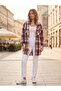 Hooded Plaid Patterned Viscose Tunic