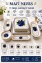 17-Piece Blue Nefes Series Premium Breakfast Set/Breakfast Utensils Set/Presentation Cake Plate for 6 People - 7
