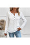 Women's White Long Sleeve Blouse
