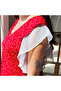 Women's Red Scoop Neck Blouse - 5