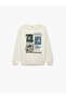 Cotton Crew Neck Long Sleeve Fleece-Lined Printed Sweatshirt