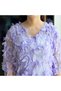 Women's Purple Floral V-Neck Short Sleeve Blouse - 7