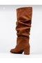 Pusi Taba Suede Bellows-Heeled over the Knee Boots - 2