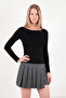 Kayık Yaka Basic Long Sleeve Blouse Women's Bluz 5867061 - 3