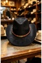 Men's Black Western Cowboy Hat with Knitted Leather Band Cowboy Hat - 8