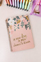 Spiral Notebook - 17X24 cm - 4 Different Flower Designs Printed on Paper