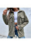 Women's Olive Green Oversized Shirt - 4
