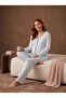 Viscose Textured Front Buttoned Blue Maternity & Pregnancy Pajama Set - 4