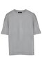 Unisex oversize wide cut 100% cotton 3-pack navy-white-grey crew neck t-shirt - 2