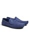 Dark Blue Bird Eye Print Dark Blue Color Laceless Genuine Leather Men's Shoes