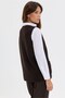 Women's Crew Neck Cross Patterned Short Wool Vest Dark Brown - 3