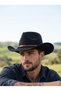 Men's Black Western Cowboy Hat with Knitted Leather Band Cowboy Hat