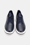 Men's Dark Blue Genuine Natural Leather Orthopedic Sole Comfort Smart Lace-Up Shoes - 4