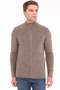 Mink Men's 40% Wool 40% Cotton 20% Acrylic Ribbed Plain Knit Full Zipper Stand Collar Knitwear Cardigan Trist-