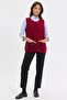 Women's Crew Neck Cross Patterned Short Wool Vest V.Çürüğü - 5