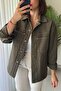 Double Pocket Snap Fastener Oversize Gabardine Mink Shirt Jacket - 3