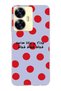 Realme C55 Compatible Red Polka Dot Patterned Transparent Phone Case