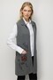 Women's Polo Collar Floral Embroidered Open Front Long Wool Vest Smoked - 3