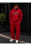 Men's Santa Monica Surf Club Printed Tracksuit Set / Hooded Sweatshirt with Kangaroo Pocket and Straight-Leg Bottoms