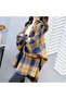 Women's Yellow Plaid Long Sleeve Shirt - 3
