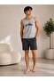 Men's Athlete Shorts Pajama Set with Pockets - 4