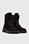 Genuine Leather Brown Suede Women's Wedge Heel Boots 657Sza7771 - 4