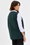 Women's Crew Neck Cross Patterned Short Wool Vest Green - 3